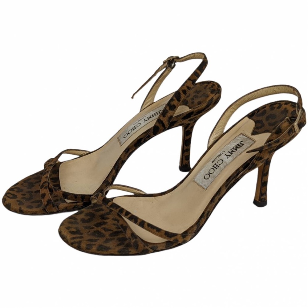 Jimmy Choo Leather Sandal Heels | Cheetah Print | Suede Leather